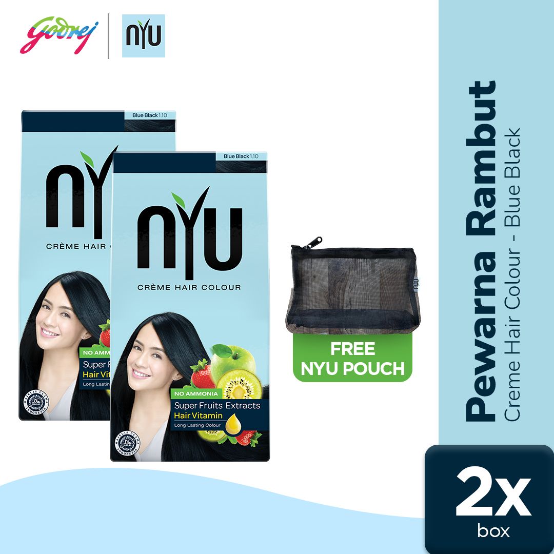NYU Creme Hair Colour Blue Black Isi 2 Free Pouch - 1