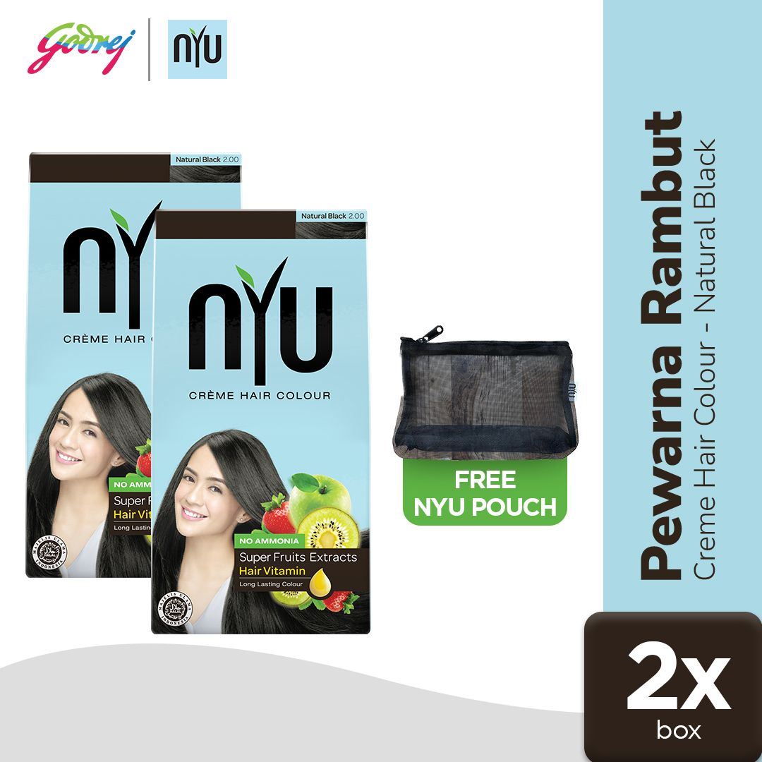NYU Creme Hair Colour Natural Black Isi 2 Free Pouch - 1