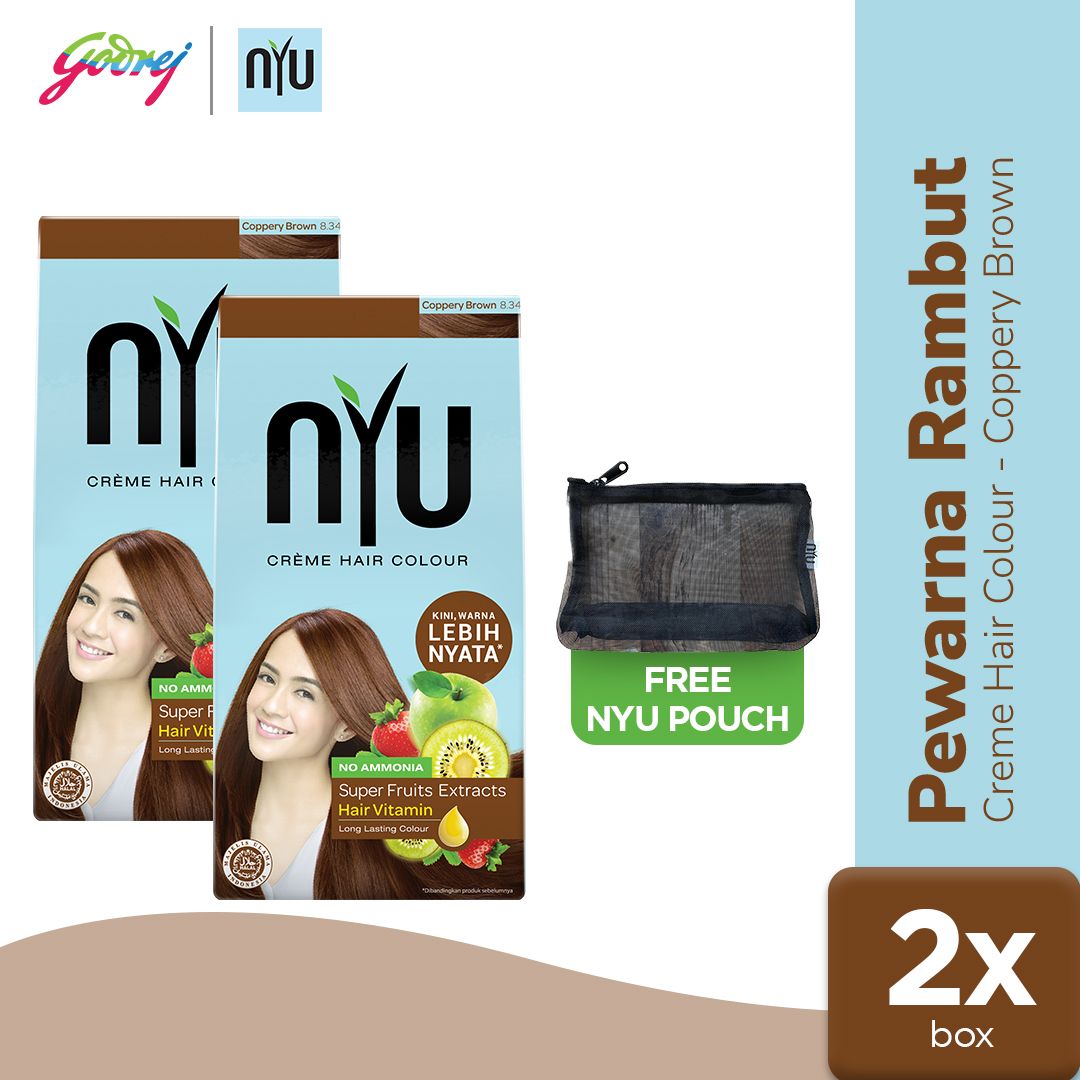 NYU Creme Hair Colour Coppery Brown Isi 2 Free Pouch - 1