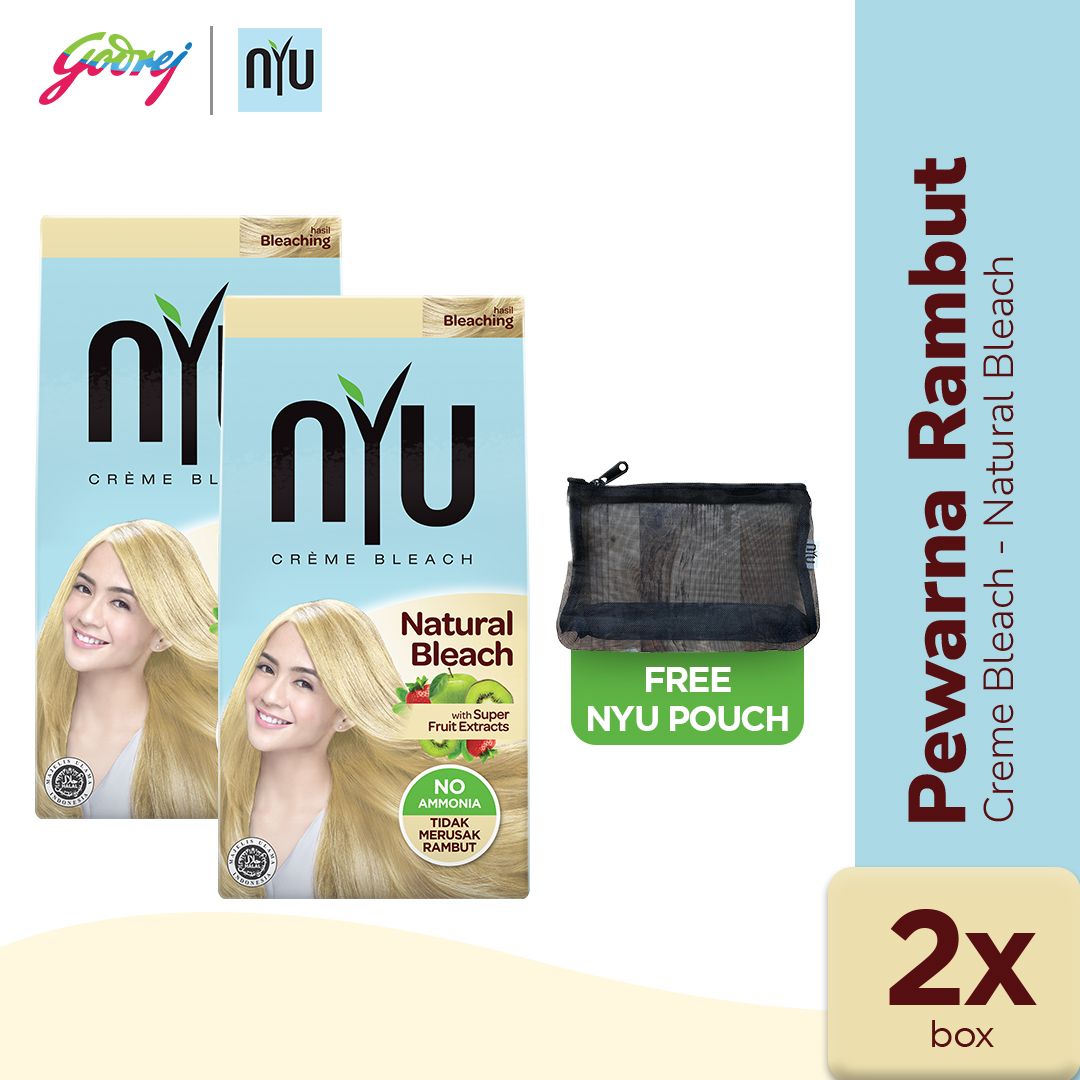 NYU Creme Hair Colour Natural Bleach Isi 2 Free Pouch - 1