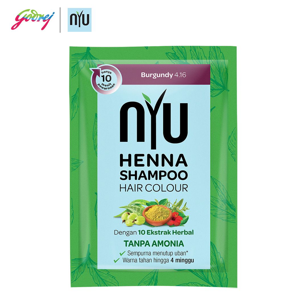 NYU Henna Shampoo Hair Colour Burgundy Isi 2 Free Pouch - 2