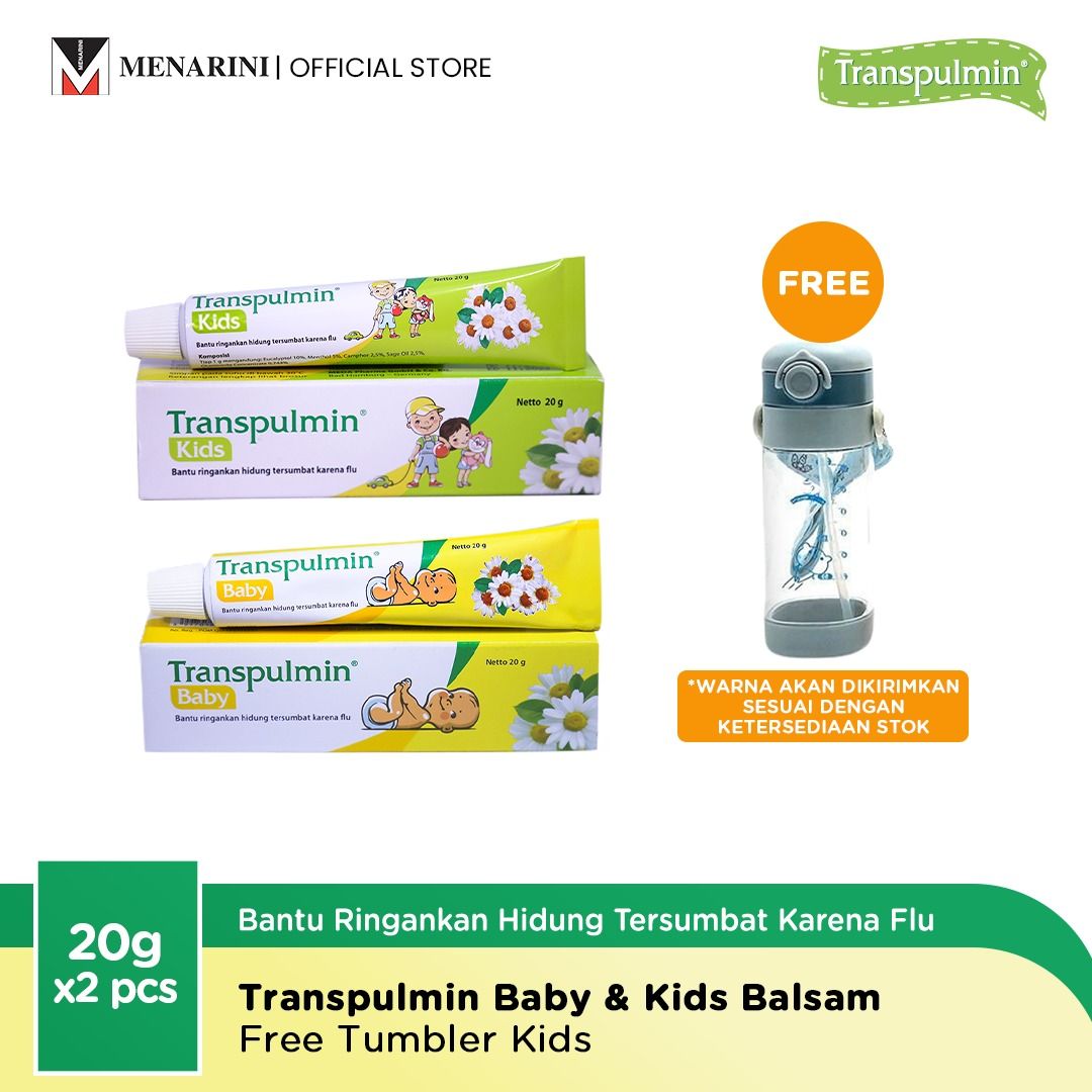 Transpulmin Baby & Kids Balsam 20gr - 2pcs - Free Tumbler Kids - 1