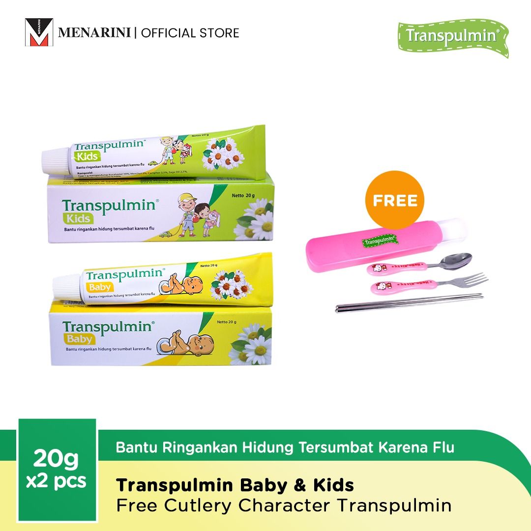 Transpulmin Baby & Kids Balsam 20gr - Free Set Alat Makan - 1