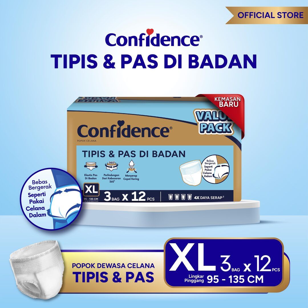 Confidence Popok Dewasa Celana Tipis & Pas E-Pack XL 36 - 1