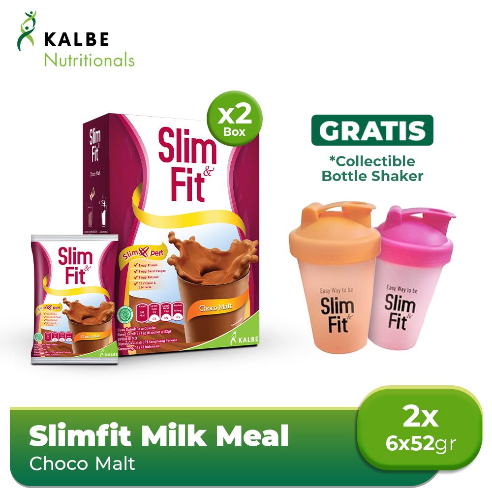 Slim&Fit Milk Meal Replacement Choco Malt (2pcs) Free Bottle Shaker - 1