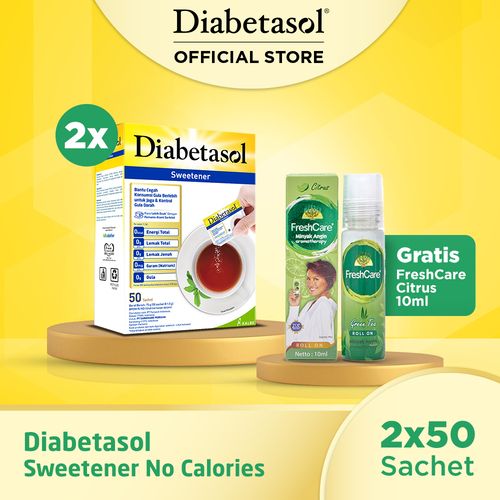 Buy 2 Diabetasol Sweetener No Calories 50x1.5g Free FreshCare Citrus 10ml - 1