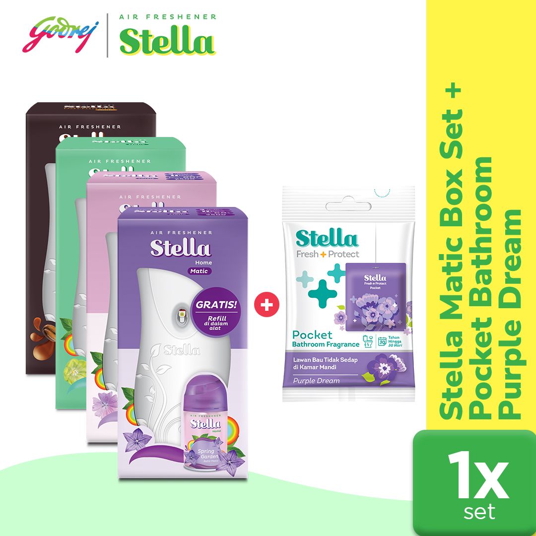 [PAKET HEMAT] Stella Matic Box Set + Stella Pocket Bathroom Purple Dream 10 gr - 1