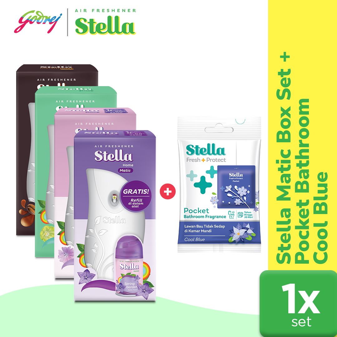 [PAKET HEMAT] Stella Matic Box Set + Stella Pocket Bathroom Cool Blue 10 gr - 1