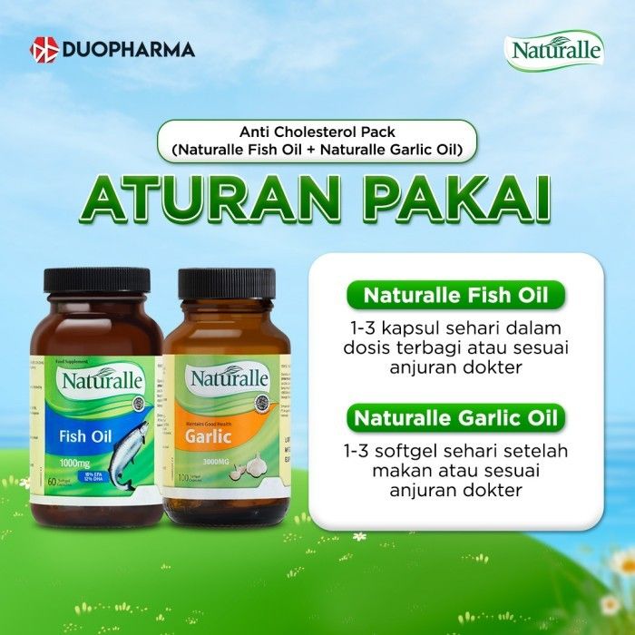 Anti Cholesterol Pack (Naturalle Fish Oil+Garlic Oil) Free Polo Shirt - 3