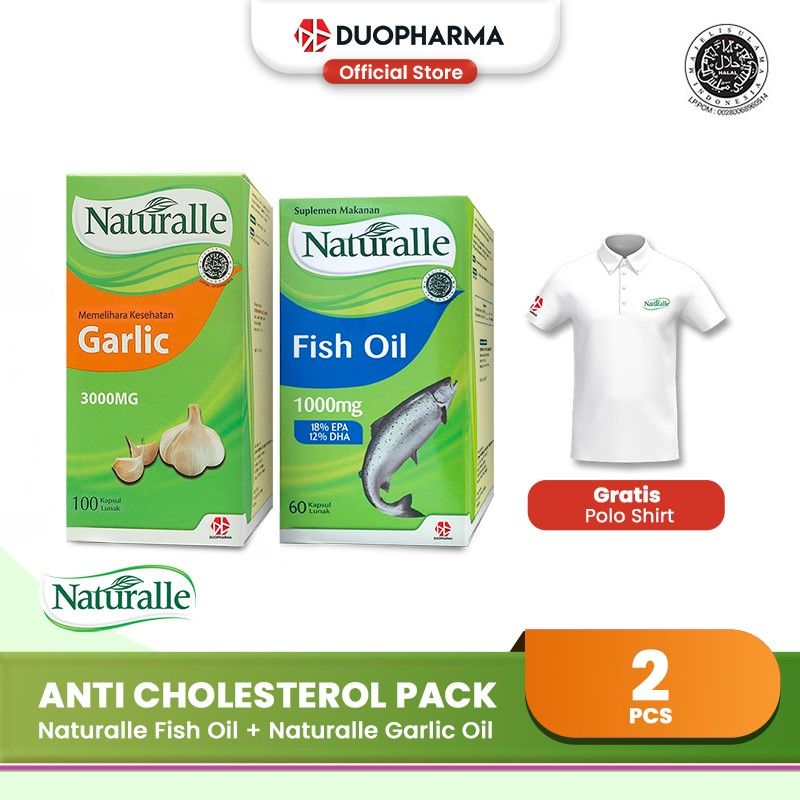 Anti Cholesterol Pack (Naturalle Fish Oil+Garlic Oil) Free Polo Shirt - 1