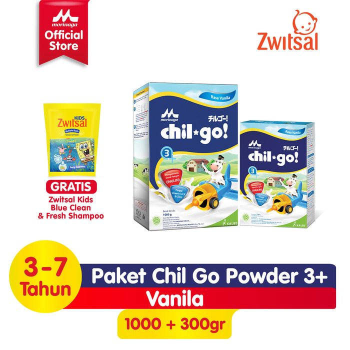 Paket Chil Go Powder 3+ Vanilla Free Zwitsal Kids Clean & Fresh 250Ml - Bubble Bath - 1