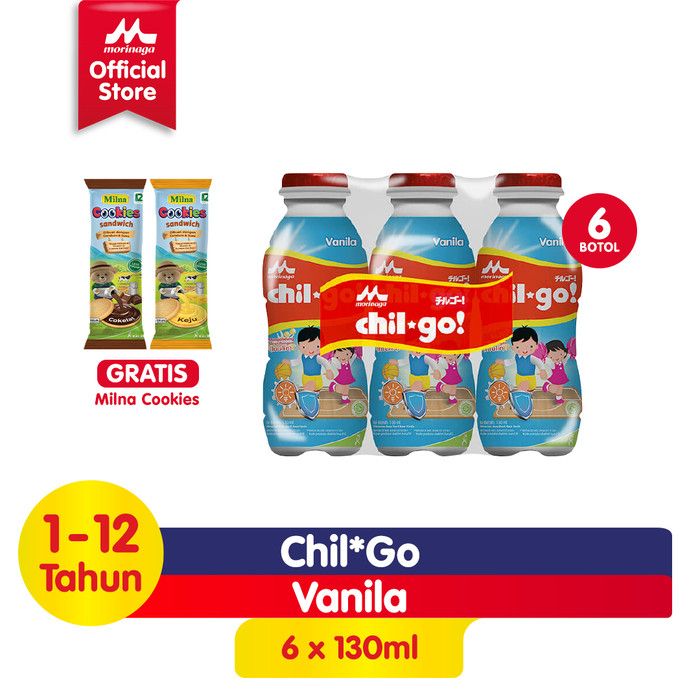 Chilgo Milk Vanilla 6x130ml Free 2x Milna Cokies - 1