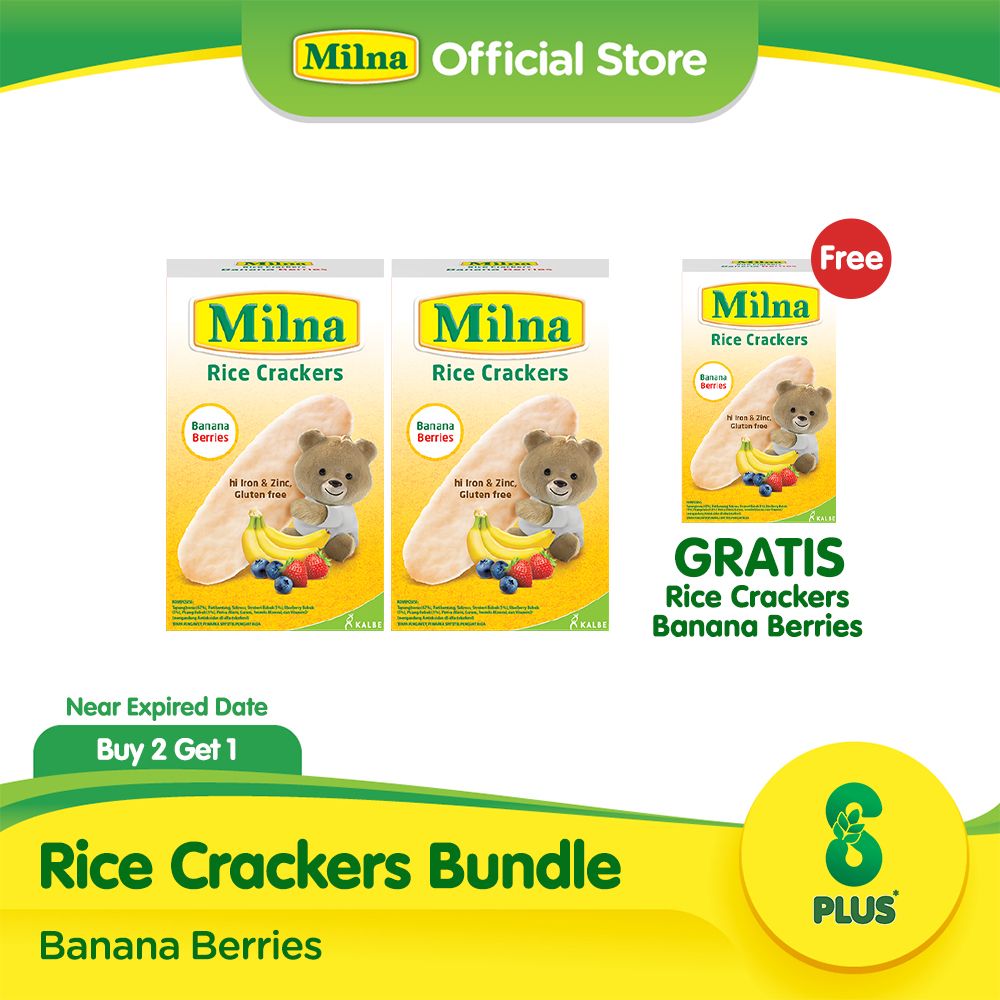 B2G1 Milna Rice Crackers Banana Berries [NED] - 1