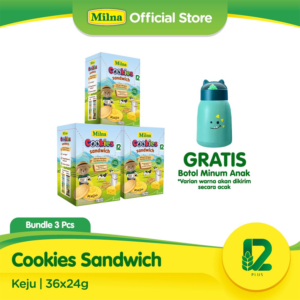 Buy 3 Milna Cookies Sandwich Keju FREE Botol Minum - 1
