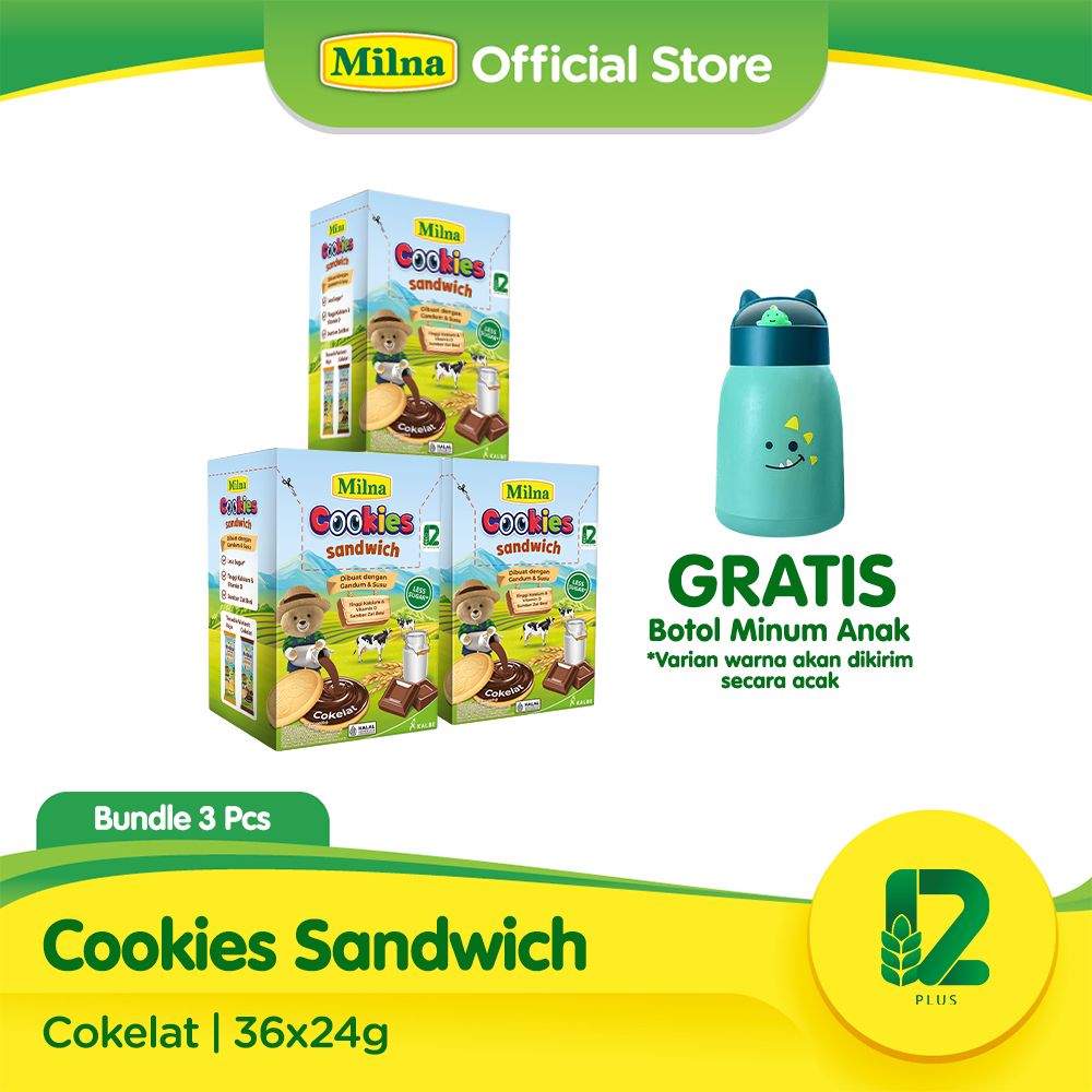 Buy 3 Milna Cookies Sandwich Cokelat FREE Botol Minum - 1