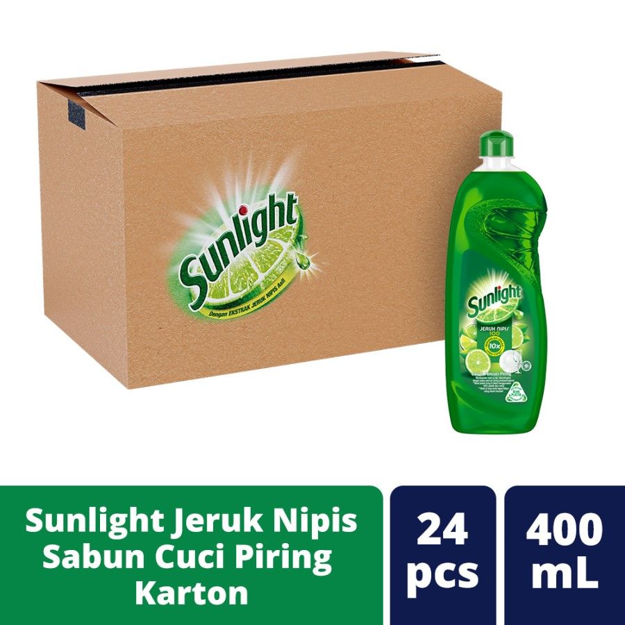 Sunlight Sabun Cuci Piring Jeruk Nipis Botol 400Ml - 1 Karton - 1