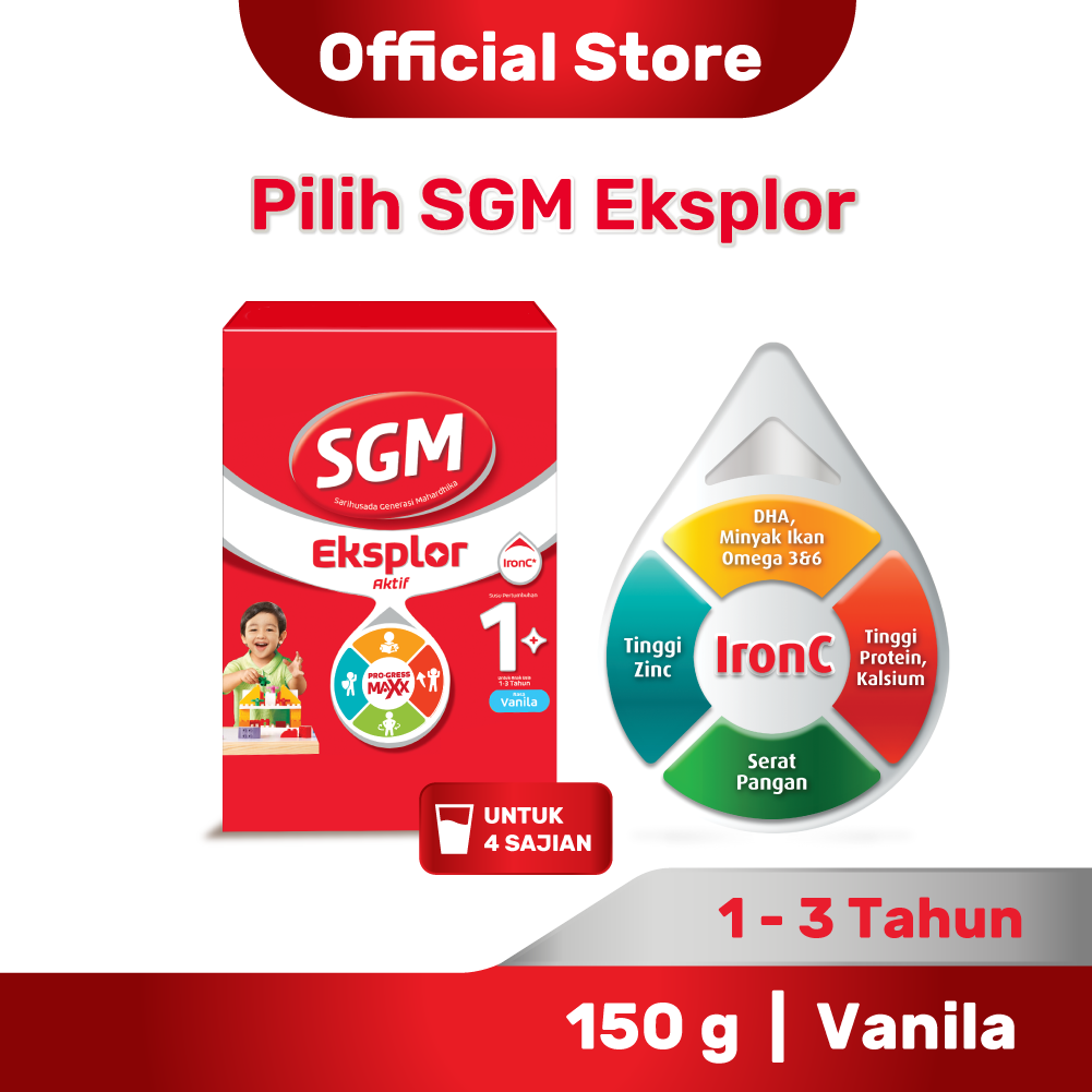 SGM Eksplor 1+ dengan IronC Susu Pertumbuhan Rasa Vanilla 150GR - 1