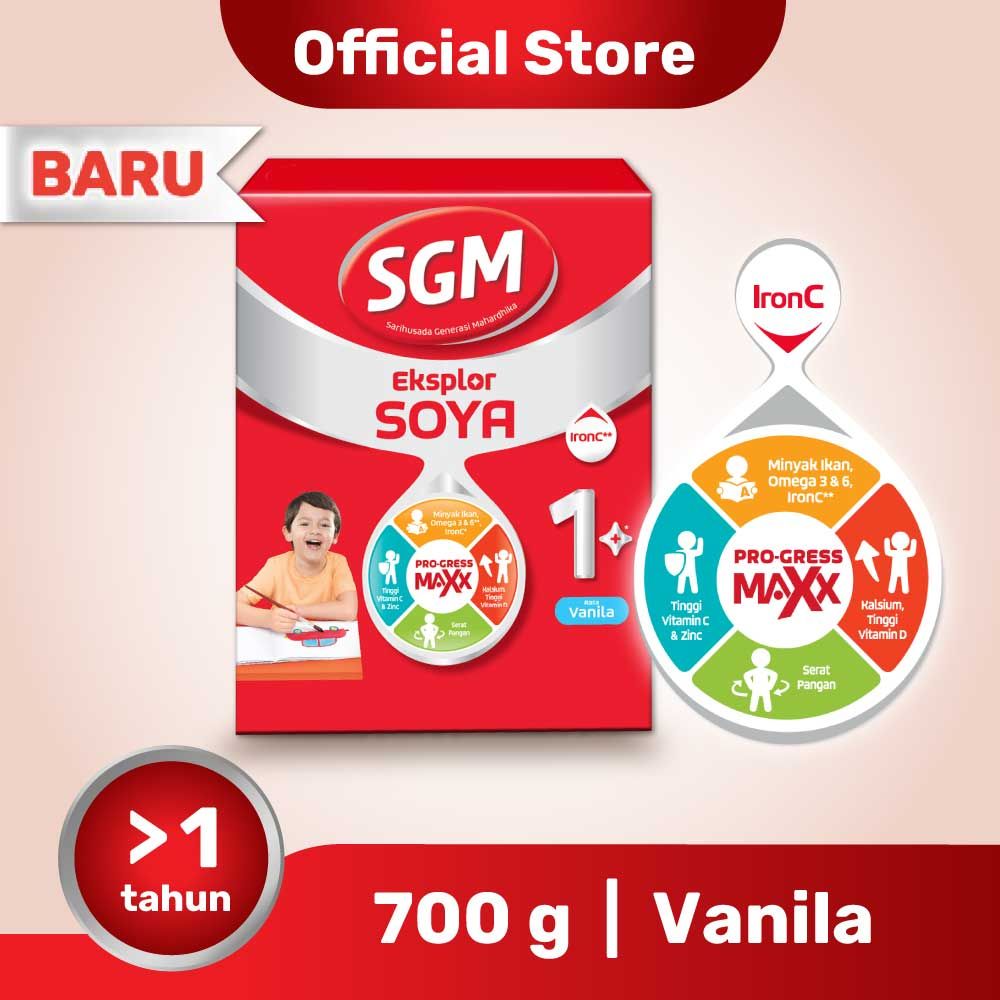 SGM Eksplor Soya 1+ Pro-GressMaxx  Formula Pertumbuhan Vanilla 700GR - 1
